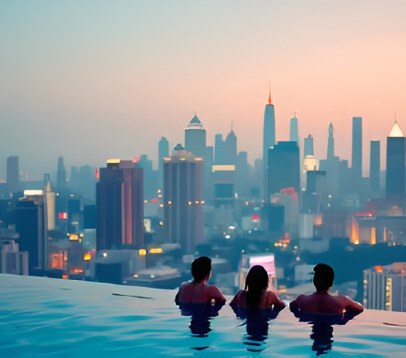 Skyline pool with panoramic city views at RUDRA STARLIGHT CODEWORD LIFE 360 KANDIVALI WEST