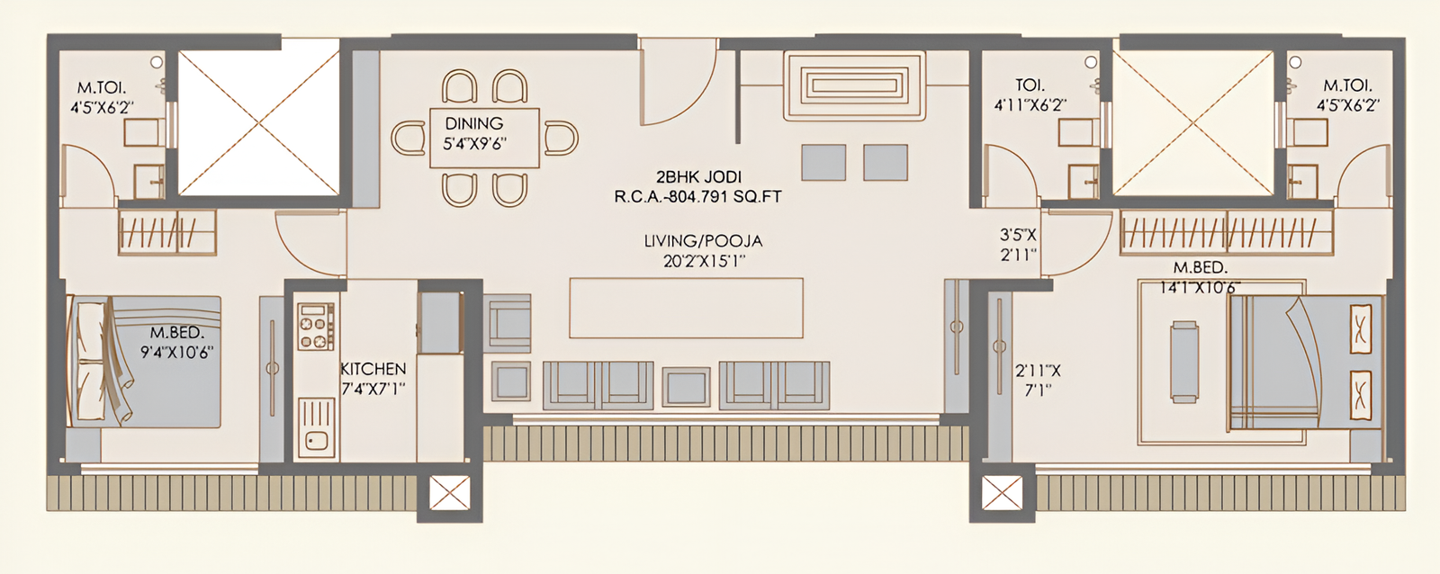 Detailed floor plan layout showcasing efficient space planning and room dimensions at RUDRA STARLIGHT CODEWORD LIFE 360 KANDIVALI WEST
